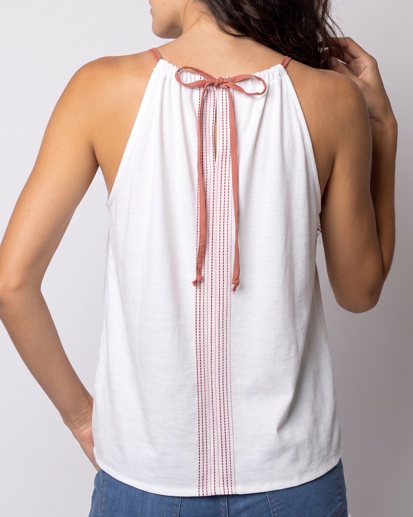 גופיית שרוך לימה הדפס אדום